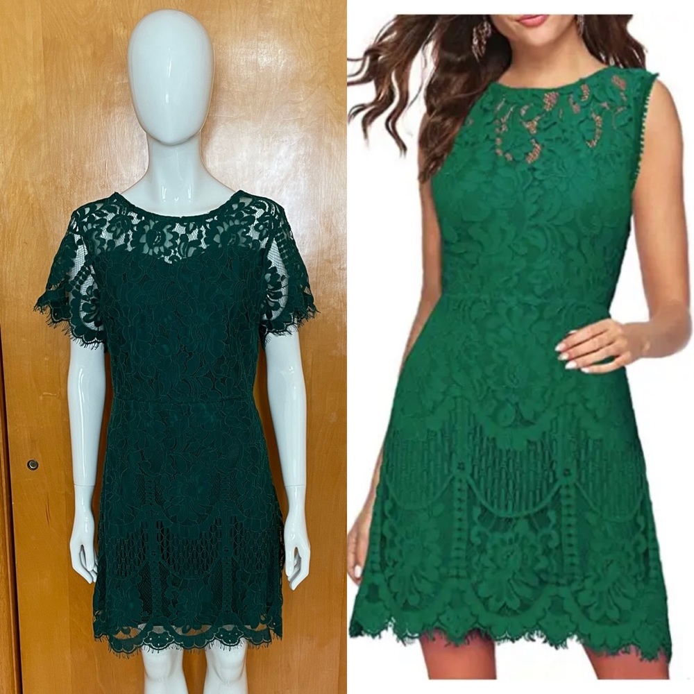 NWT MSLG Formal Green Lace Dress Size Large